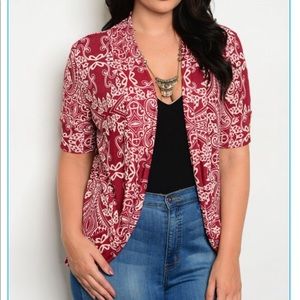 Burgundy paisley cardigan